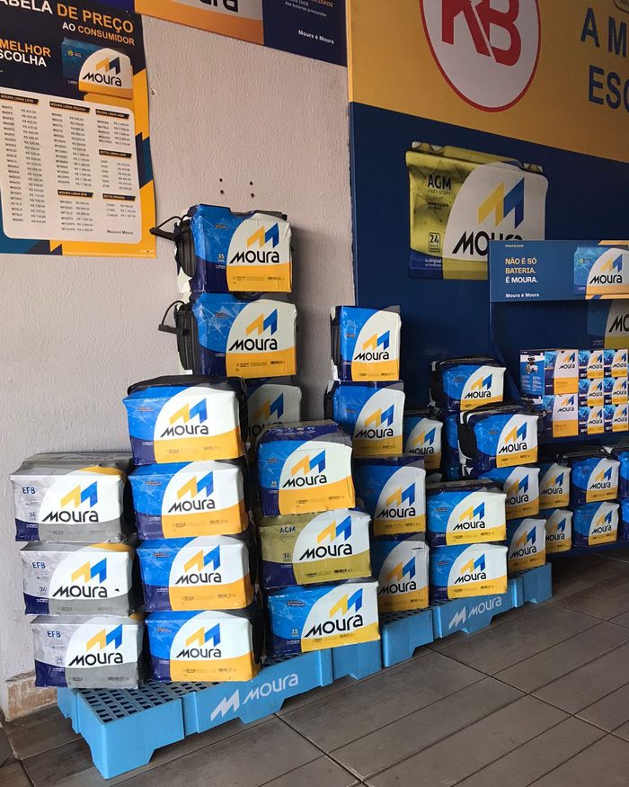 Estoque de baterias Moura na loja Ki Barato com tabela de preço ao consumidor